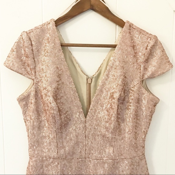 NWT Dress the Population Zoe /Bree Sequin Bodycon Cap Sleeve V Neck Mini Dress M - Picture 6 of 9